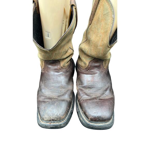 🤠 Ariat Work men 10.5EE Brown Leather Cowboy Boots – Pull-On Square Toe - Picture 5 of 8